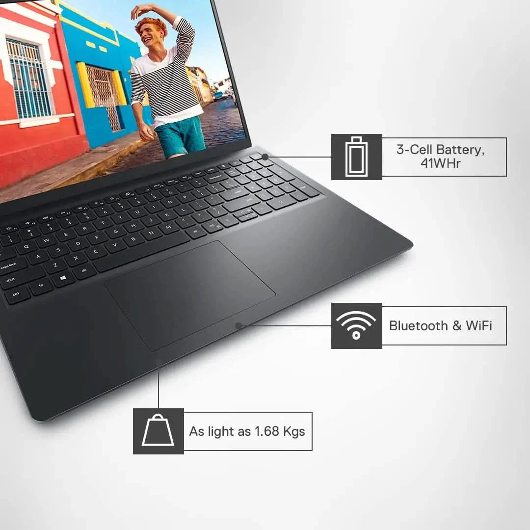 Dell 15 Thin & Light Laptop, AMD Ryzen R5-7520U Processor/ 8GB LPDDR5/ 512GB/ 15.6"(39.62cm) FHD 120Hz 250 nits Display/Windows 11 Black Color/ 1.63kg