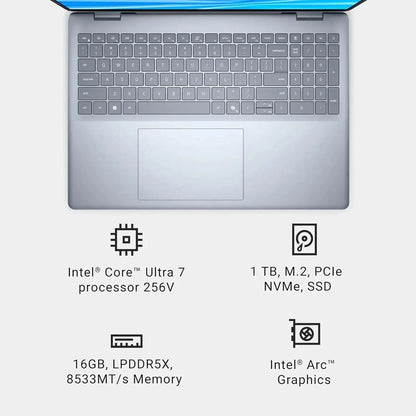 Dell 16 Plus Laptop DB16250-16.0-inch 16:10 2.5K Display, Intel Core Ultra 7 256V, 16GB LPDDR5X Memory, 1TB SSD, Intel Arc Graphics Laptop