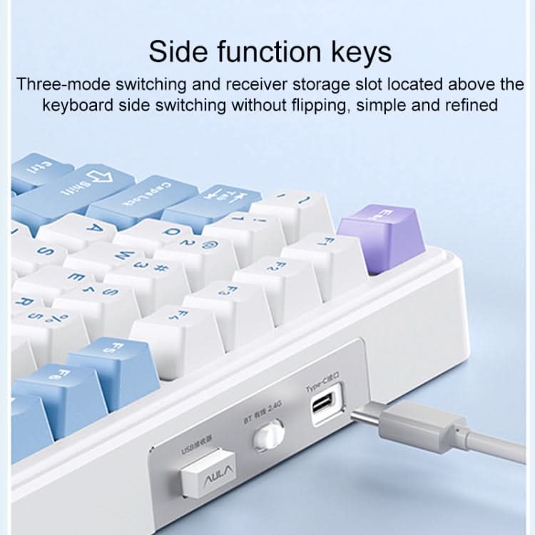 AULA F99 Pro 99 Keys Wired, 2.4G, Bluetooth Three Model Customized RGB Mechanical Gradient Grey Side Carving Keyboard