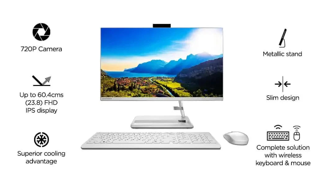 AIO LENOVO F0G1013EIN [R5-7430U RYZEN/8GB/512GB SSD/WIN11 HOME+MSO/23.8 INCH/INTEGRATED GRAPHICS /1 YEAR(S)//BLACK]