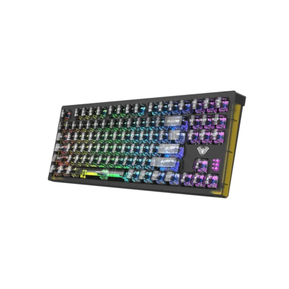 AULA F2183 TKL RGB Wireless Bluetooth Mechanical Gaming Keyboard ( Black ) ( Clicky Blue Switch ) (‎F2183)
