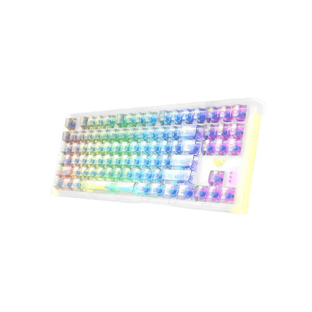 AULA F2183 TKL RGB Wireless Bluetooth Mechanical Gaming Keyboard ( White ) ( Clicky Blue Switch ) (‎F2183)