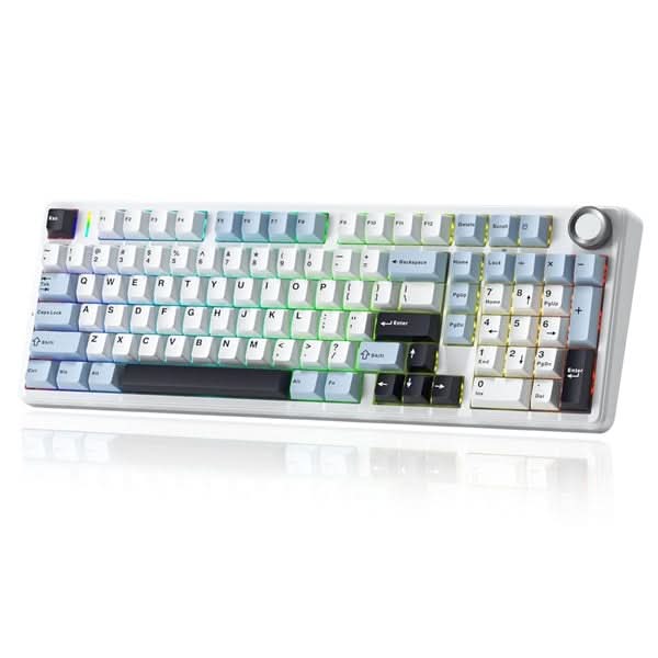AULA F99 Pro 96 Percentage Tri-Mode Wireless Full Size Mechanical Gaming Keyboard With KnobIce Blue, Star Vector (Seiya) Switch
