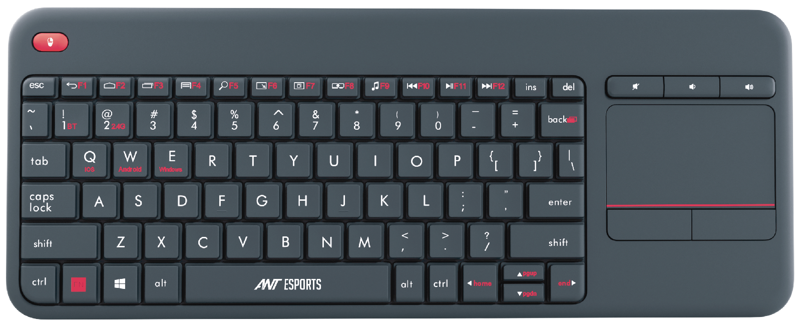 ANT ESPORTS WK100 WIRELESS KEYBOARD WITH BUILT-IN TOUCHPAD (GRAY)