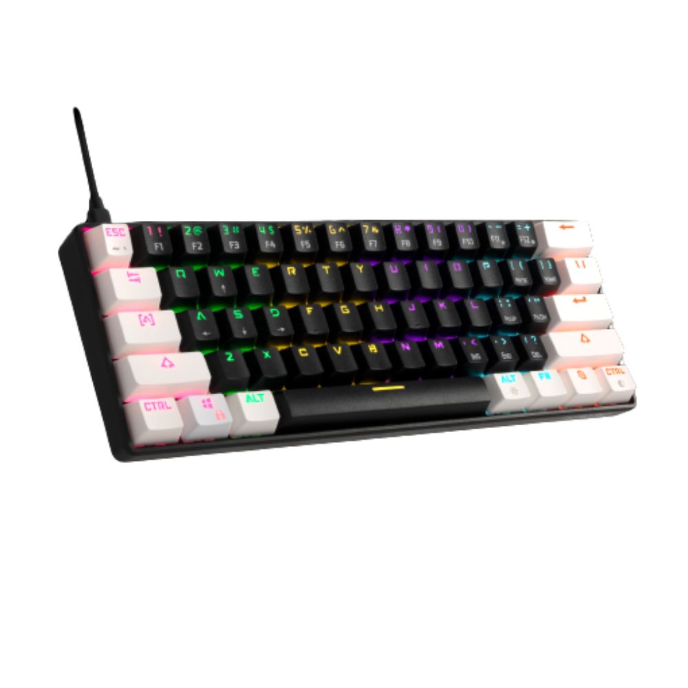 GAMDIAS AURA GK2 60% Mechanical Wired Gaming keyboard ( White / Black ) ( Tactile red Switches )