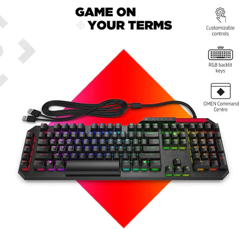 HP Omen Sequencer Full Size Mechanical Wired Gaming Keyboard ( Black ) ( Blue Switch )