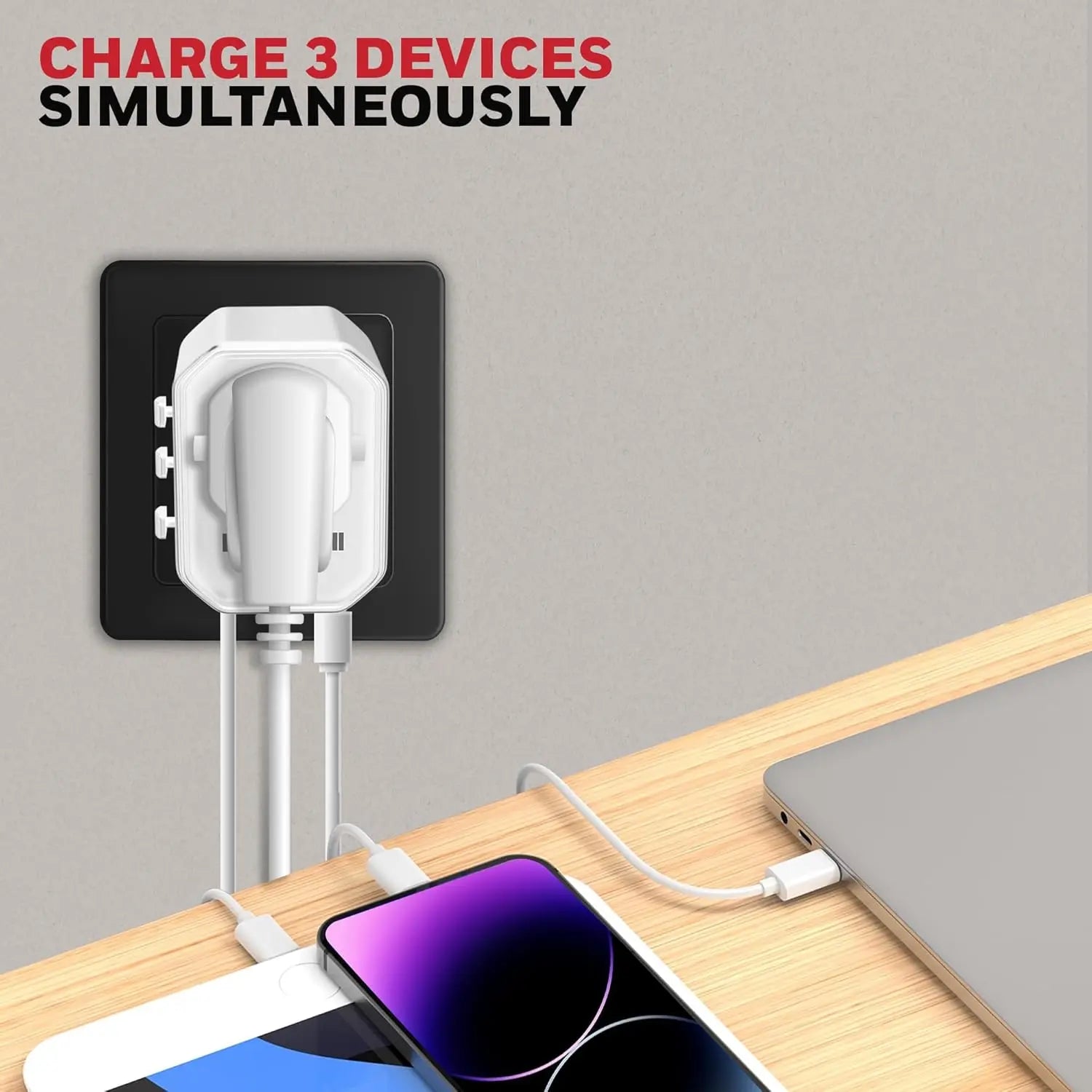 Honeywell New Launch Universal Travel Adapter 38W, 3-in-1 Fast Charging, Universal Socket, TypeC, USBA, Worldwide Wall Charger for EU,US,UK & CN/AUS White