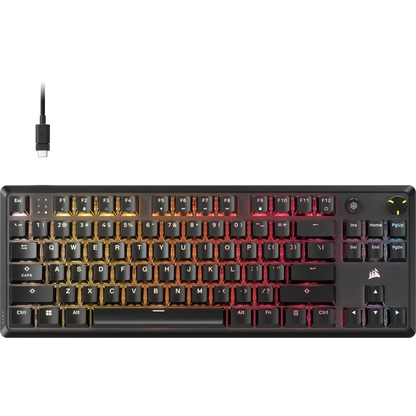 CORSAIR K70 CORE TKL TENKEYLESS MECHANICAL GAMING KEYBOARD BACKLIT RGB LED BLACK - CORSAIR MLX RED, ABS DS KEYCAPS