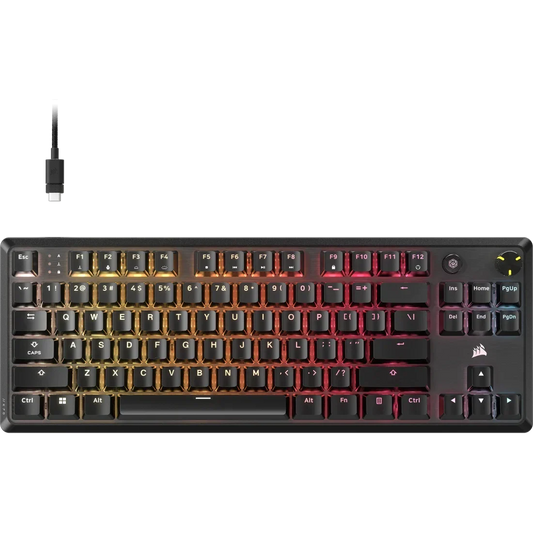 CORSAIR K70 CORE TKL TENKEYLESS MECHANICAL GAMING KEYBOARD BACKLIT RGB LED BLACK - CORSAIR MLX RED, ABS DS KEYCAPS