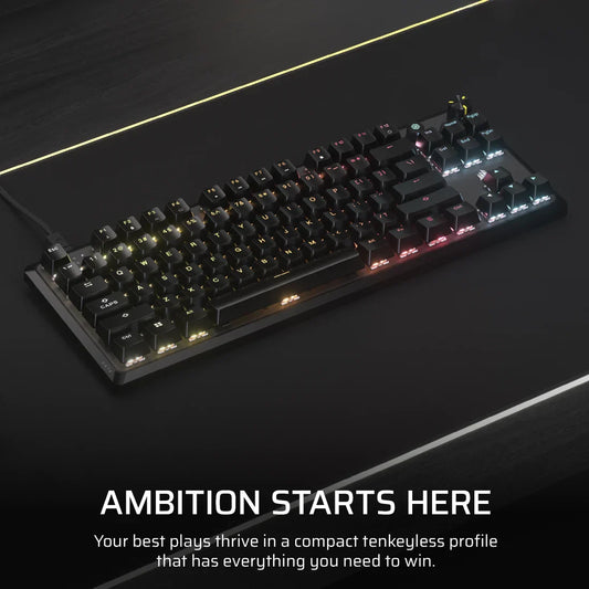 CORSAIR K70 CORE TKL TENKEYLESS MECHANICAL GAMING KEYBOARD BACKLIT RGB LED BLACK - CORSAIR MLX RED, ABS DS KEYCAPS