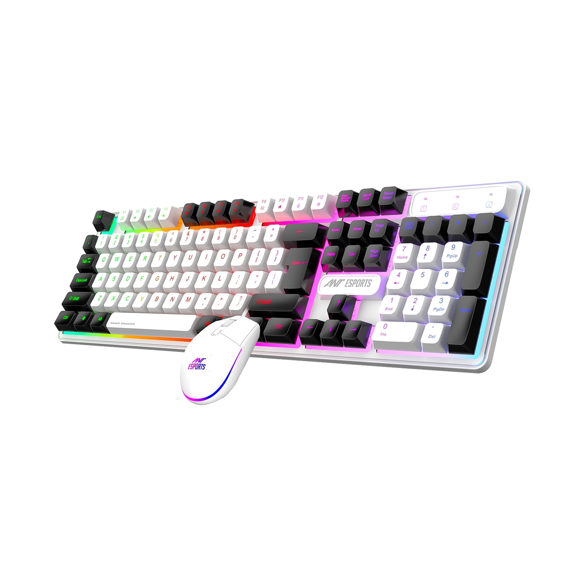 ANT ESPORTS KM1610 PRO BACKLIT GAMING COMBO KIT BLACK & WHITE (R-41183733)