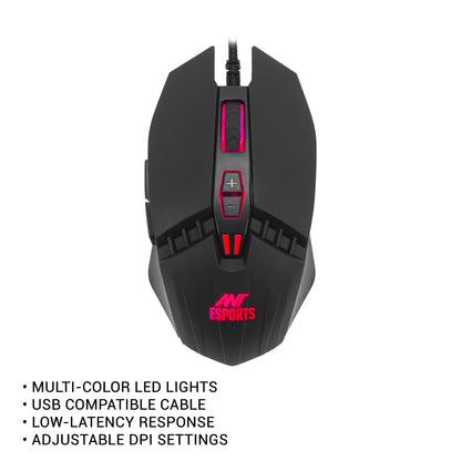 ANT ESPORTS KM500 PRO BACKLIT WIRED GAMING KEYBOARD AND MOUSE COMBO - BLACK