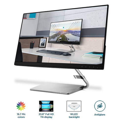 Lenovo Q24i-20 23.8 Inch FHD 75Hz IPS Panel 99%SRGB AMD Freesync Monitor