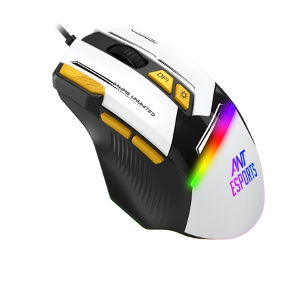 ANT ESPORTS GM333 RGB WIRED HIGH END OPTICAL ERGONOMIC GAMING MOUSE BLACK/GREY/YELLOW