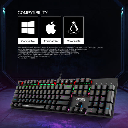 ANT ESPORTS MK3200 V2 MECHANICAL GAMING KEYBOARD MULTICOLOR LED BACKLIT WIRED - BLACK (RED SWITCH) (R-41183733)