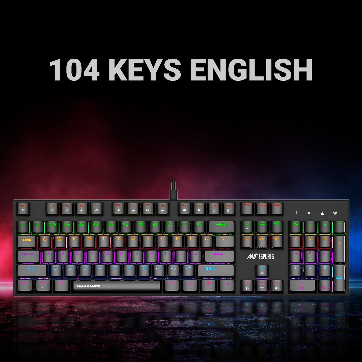 ANT ESPORTS MK3200 V2 MECHANICAL GAMING KEYBOARD MULTICOLOR LED BACKLIT WIRED -BLUE SWITCH