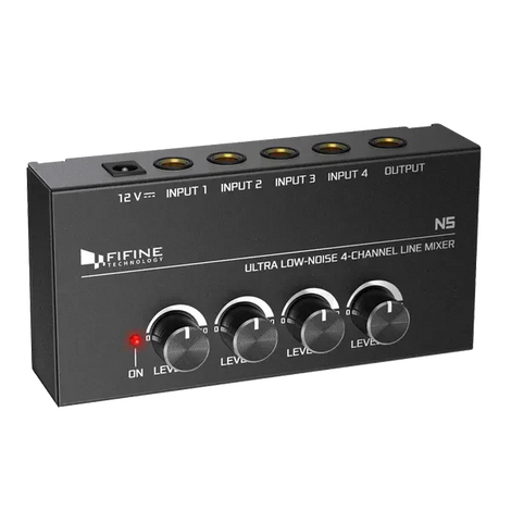 FIFINE N5 Four Channel Line Mixer With Individual Volume Controls