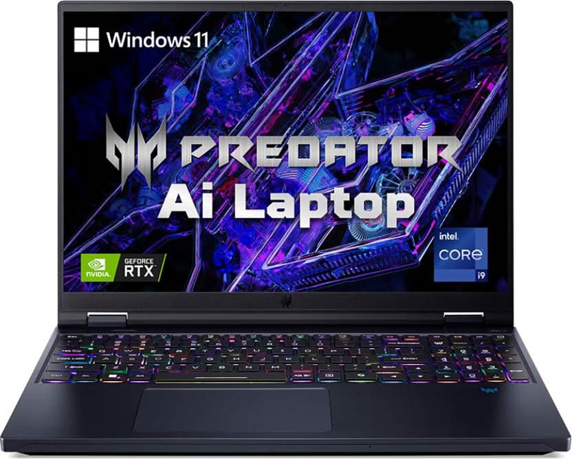 ACER PREDATOR HELIOS 16 2024 INTEL CORE I9 14TH GEN 14900HX - (16 GB/1 TB SSD/WINDOWS 11 HOME/8 GB GRAPHICS/NVIDIA GEFORCE RTX 4070) PH16-72 GAMING LAPTOP (16 INCH, ABYSSAL BLACK) NH.QNXSI.003
