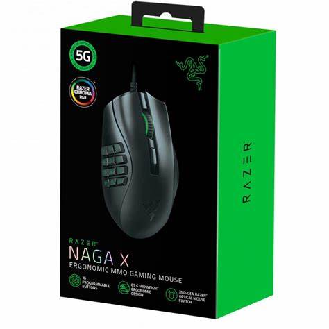 RAZER NAGA X MMO Wired Ergonomic Gaming Mouse (Z01-03590100-R3M1) ( 18000DPI / 16 Macro Button ) ( Black )