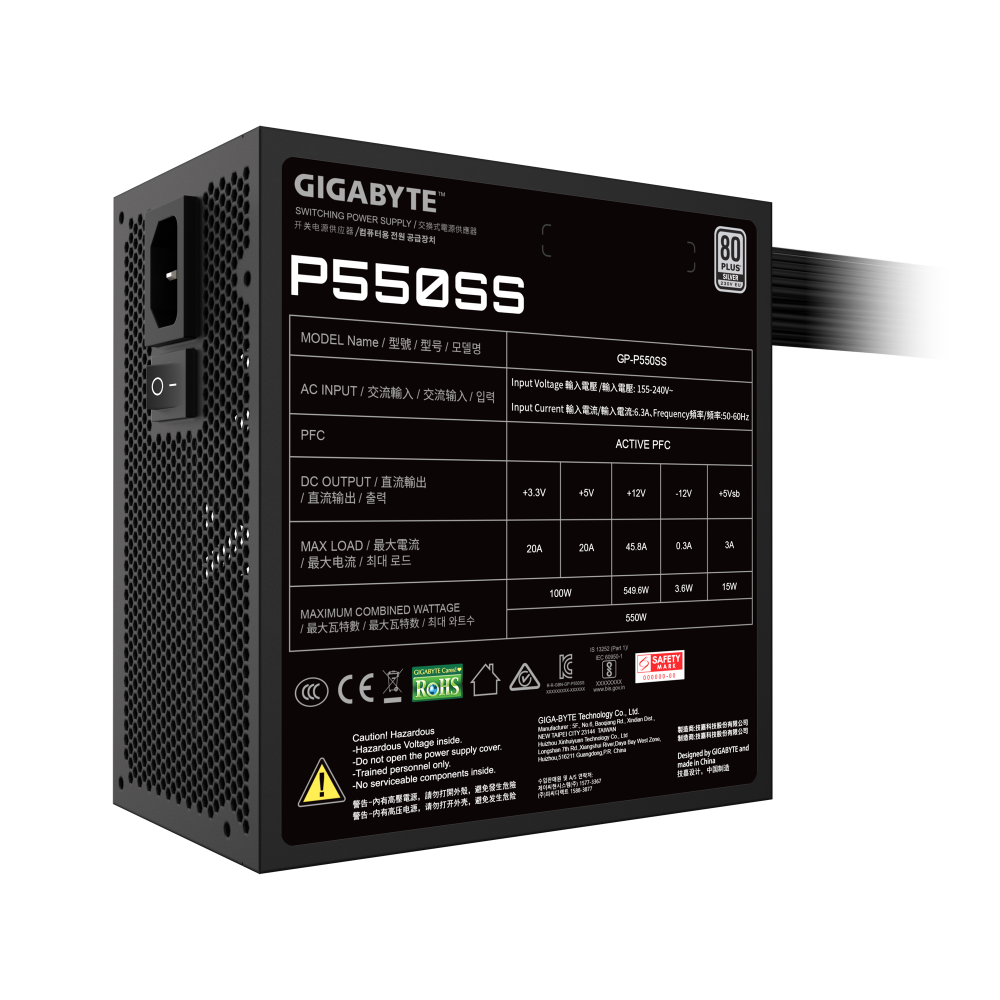 GIGABYTE P550SS 80+ SIlver Non-Modular ATX 3.0 Power Supply ( 550W )