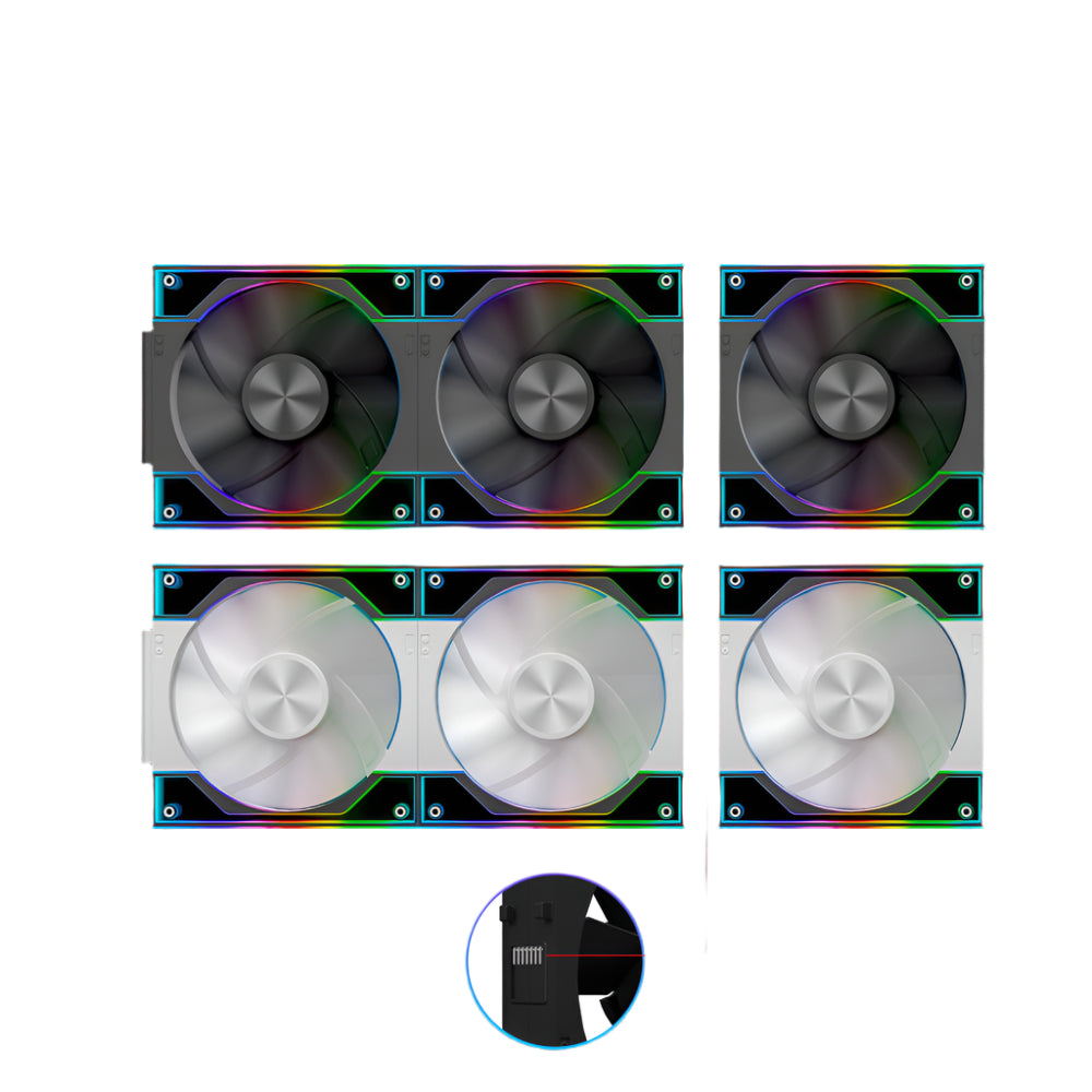 ANT ESPORTS Quartzflow 120MM ARGB Cabinet Fan ( Black ) ( Triple Pack )