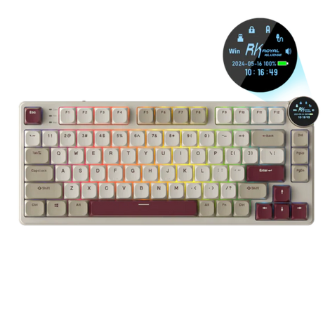 ROYAL KLUDGE RK N80 75% RGB Mechanical Wireless Gaming Keyboard ( Rosy Clouds ) ( RK Low Profile Red )