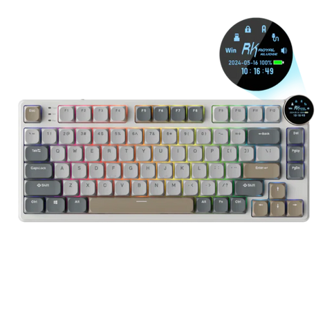 ROYAL KLUDGE RK N80 75% RGB Mechanical Wireless Gaming Keyboard ( Pearly Dawn ) ( RK Low Profile Red )