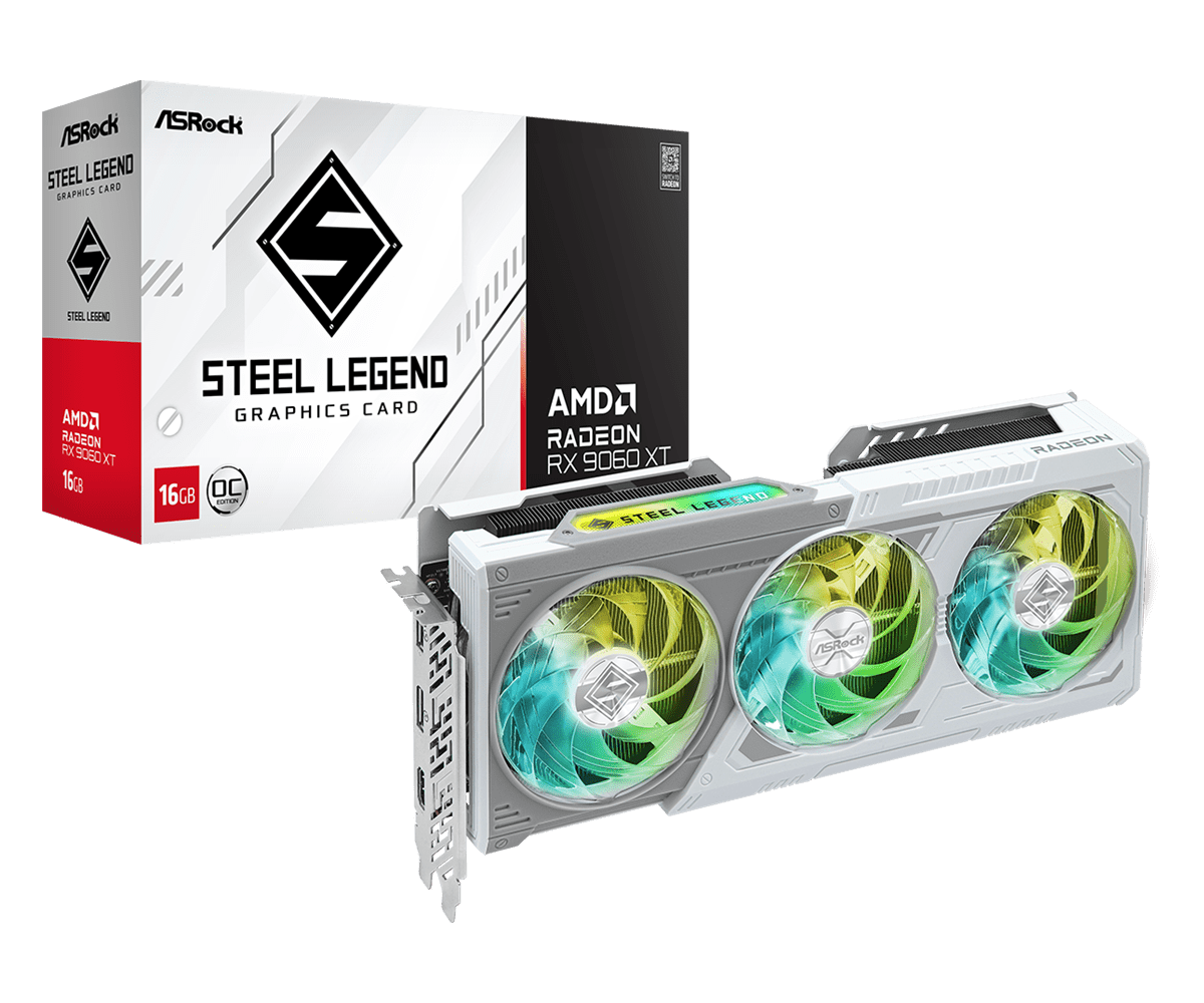 ASROCK AMD RADEON RX 9060 XT STEEL LEGEND 16GB OC GRAPHIC CARD