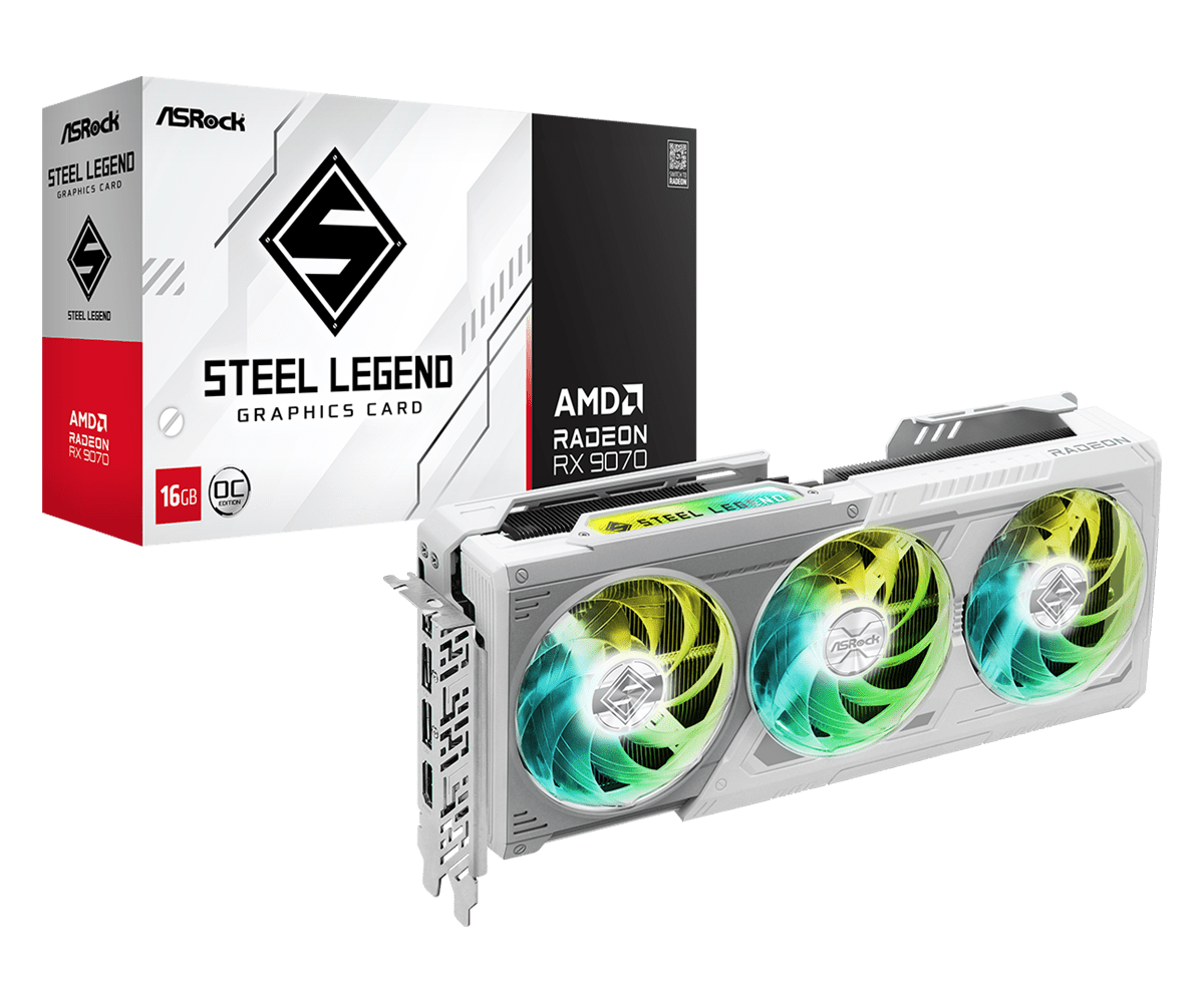 ASROCK AMD RADEON RX 9070 STEEL LEGEND 16GB GRAPHIC CARD