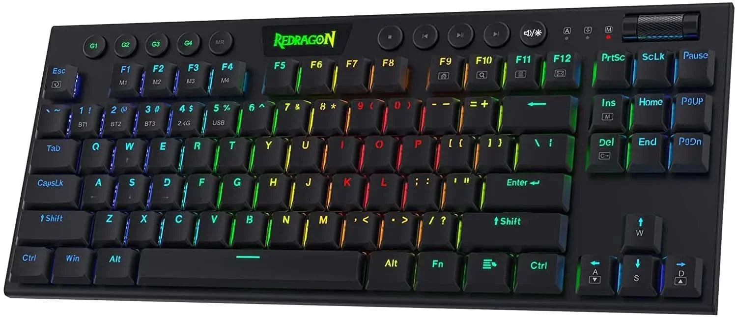 Redragon K621 Horus TKL RGB Mechanical Keyboard, 5.0 BT/2.4 Ghz/Wired Three Modes 80% Ultra-Thin Low Profile & Linear Red Switches, Black