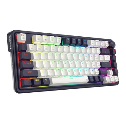 Redragon K673 PRO 75% Wireless Gasket RGB Gaming Keyboard, 3-Modes 81 Keys Compact Mechanical Keyboard Dedicated Knob Control & Sound Absorbing Pads (Linear Red Switch)