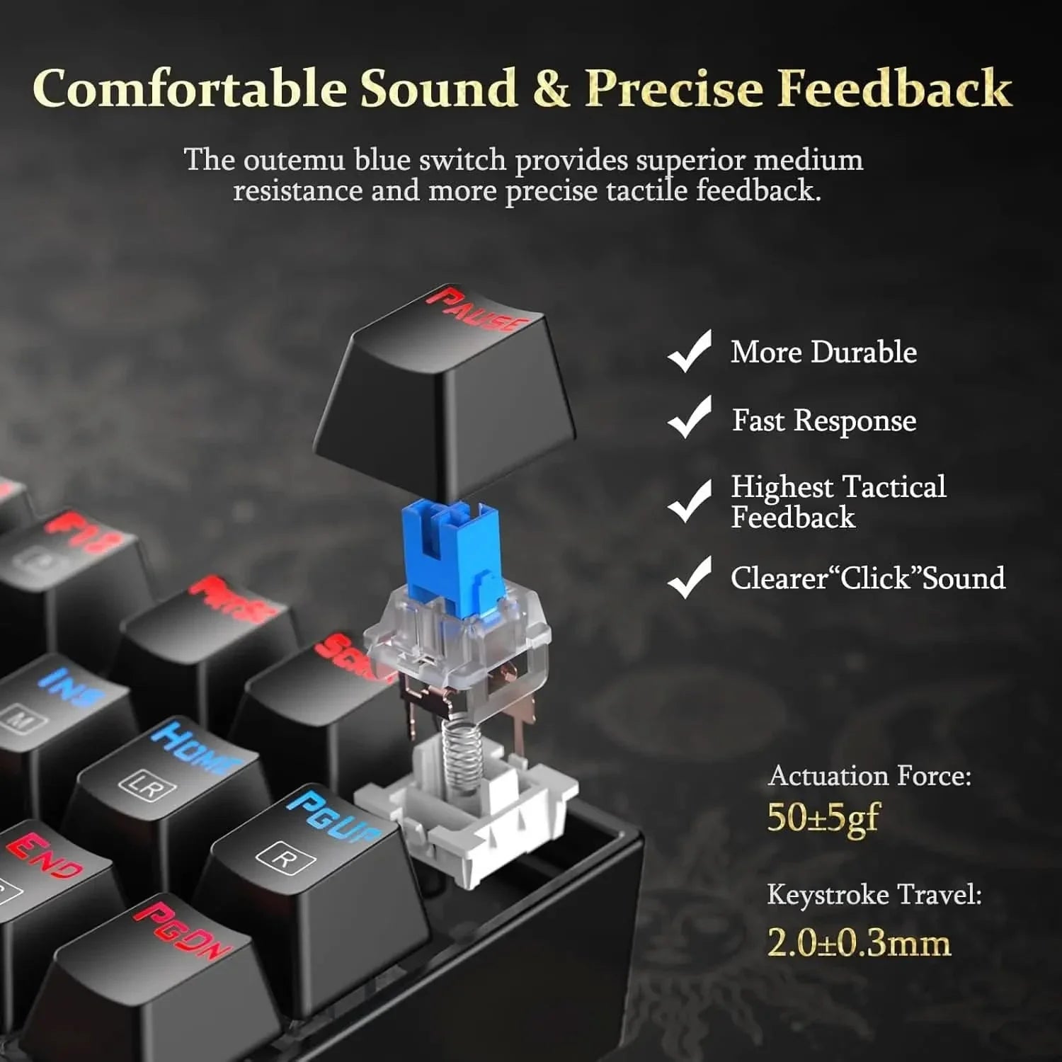 Redragon Kumara K552-RGB LED Backlit USB Mechanical Gaming Keyboard Without Numlock Keys (Black)