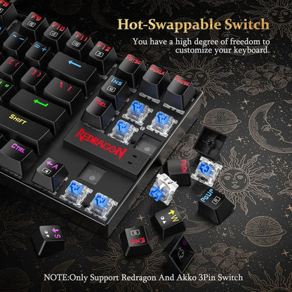 Redragon Kumara K552-RGB LED Backlit USB Mechanical Gaming Keyboard Without Numlock Keys (Black)