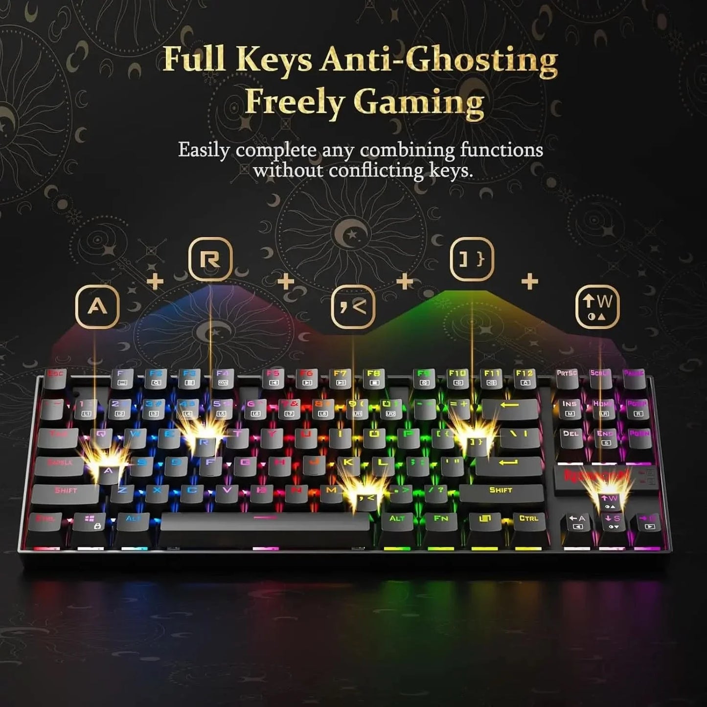 Redragon Kumara K552-RGB LED Backlit USB Mechanical Gaming Keyboard Without Numlock Keys (Black)
