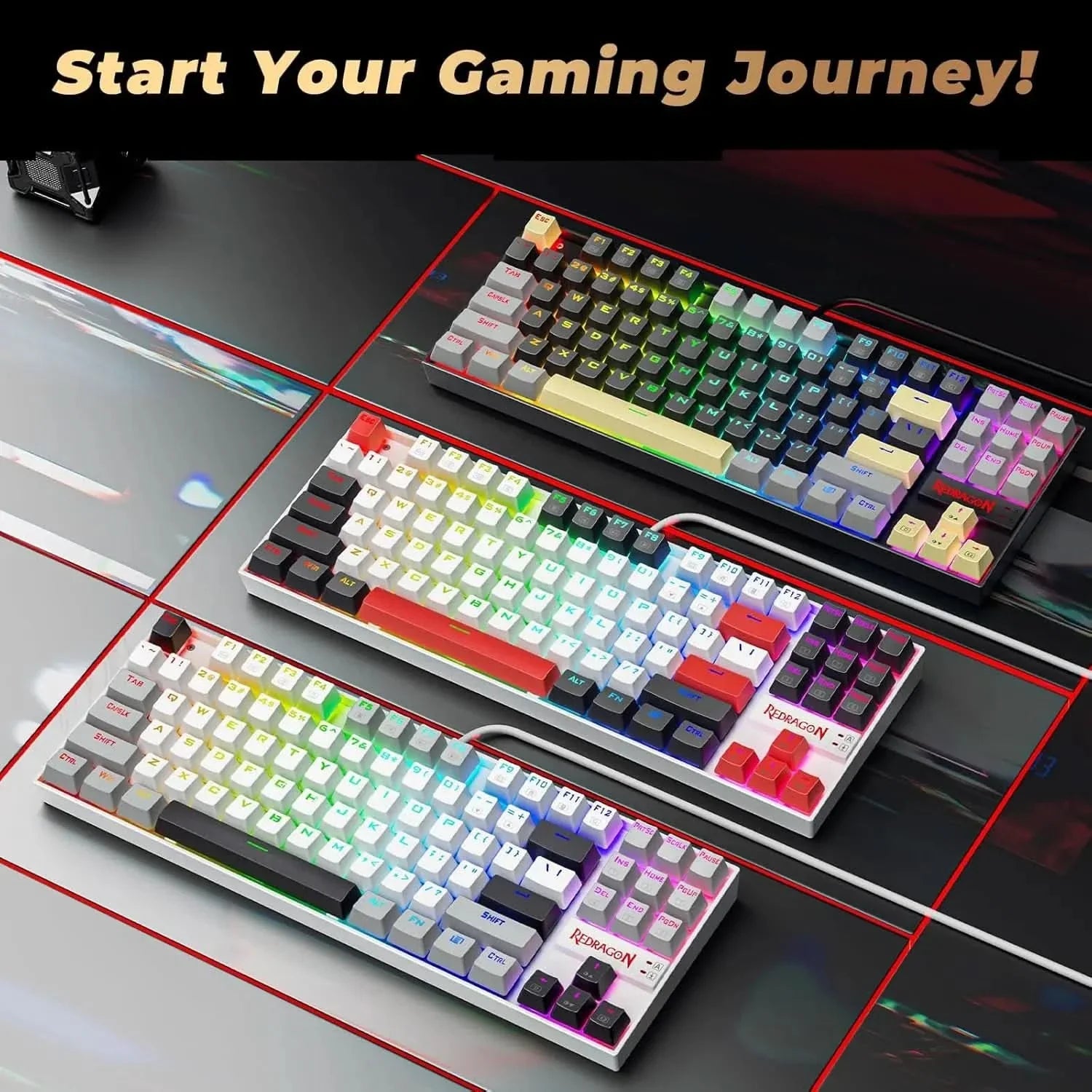 Redragon Kumara K552-RGB LED Backlit USB Mechanical Gaming Keyboard Without Numlock Keys (Black)