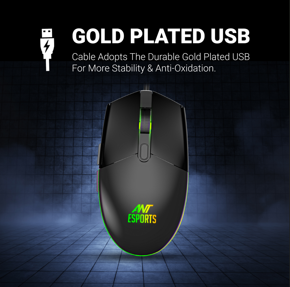 ANT ESPORTS KM1650 RGB MEMBRANE WIRED GAMING KEYBOARD & RGB MOUSE COMBO -BLACK