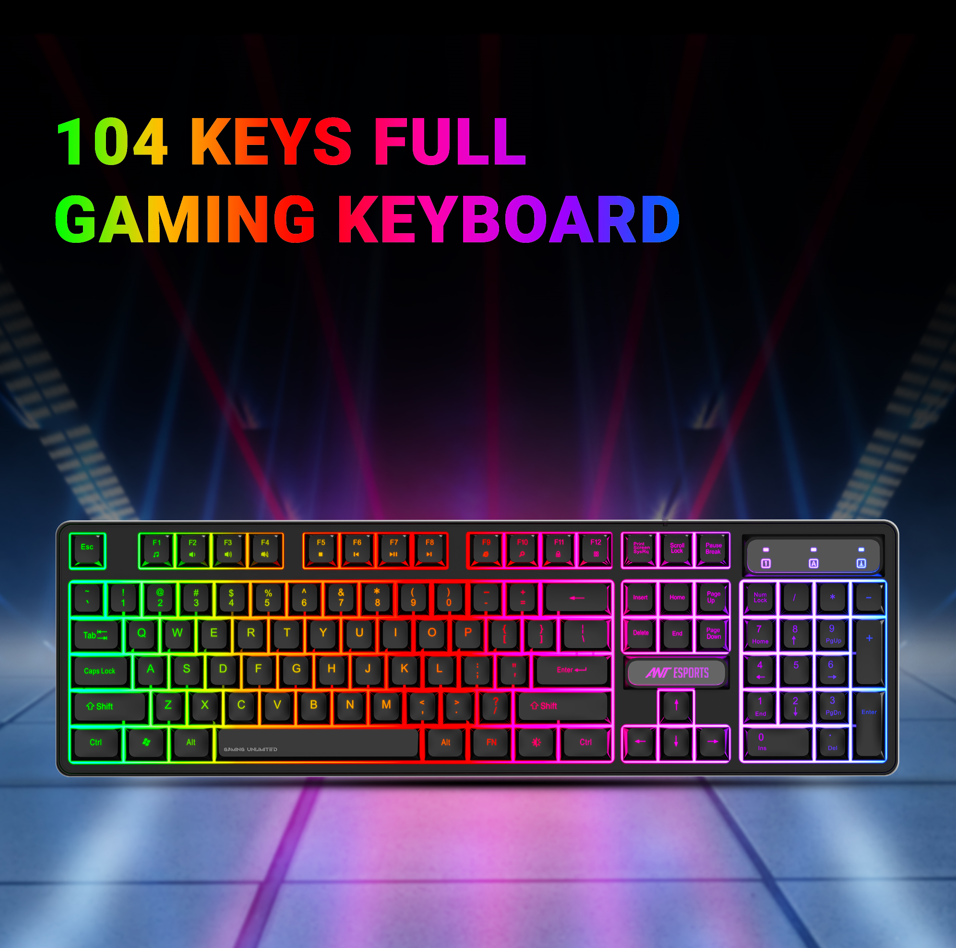 ANT ESPORTS KM1650 RGB MEMBRANE WIRED GAMING KEYBOARD & RGB MOUSE COMBO -BLACK