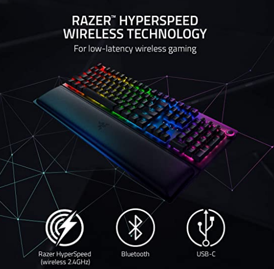 RAZER BlackWidow V3 Pro RGB Full Size Mechanical Wireless + Bluetooth Gaming Keyboard ( Linear Yello Switch )