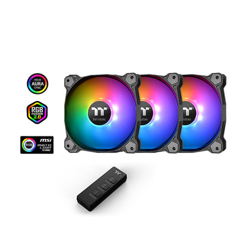 THERMALTAKE Pure 12 TT Premium Edition 120mm ARGB Sync Cabinet Fan (Black) (Triple Pack)