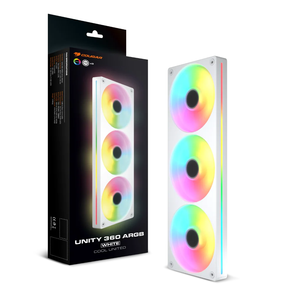 COUGAR Unity 360 ARGB Reverse Blade Cabinet Fan ( White ) ( Single Pack )