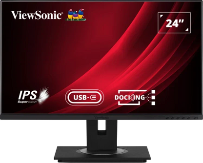 VIEWSONIC VG2456 24 INCH 1080P MONITOR WITH USB C 3.2, DOCKING BUILT-IN GIGABIT ETHERNET AND 40 DEGREE TILT ERGONOMICS FOR HOME AND OFFICE