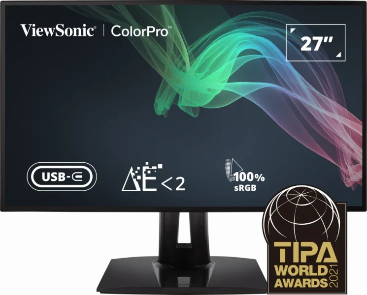 VIEWSONIC 68.58 CM (27") COLORPRO PROFESSIONAL 2K QHD IPS MONITOR FOR PHOTOGRAPHY, GRAPHIC DESIGN, DELTA-E,100% SRGB, ADVANCE ERGONOMICS, TYPE-C 65W CHARGE BACK, HDMI, DP, 113% SRGB -VP2768A