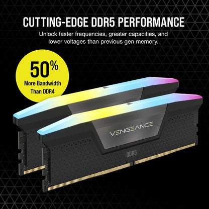 CORSAIR VENGEANCE RGB DDR5 RAM 64GB (2X32GB) 6400MHZ CL32 CMH64GX5M2B6400C32