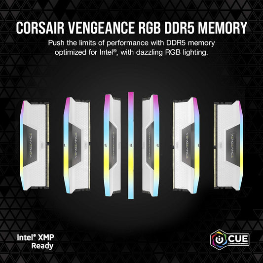 CORSAIR VENGEANCE RGB WHITE 32GB (16GB X 2) 6000MHZ DDR5 RAM CMH32GX5M2E6000Z36W