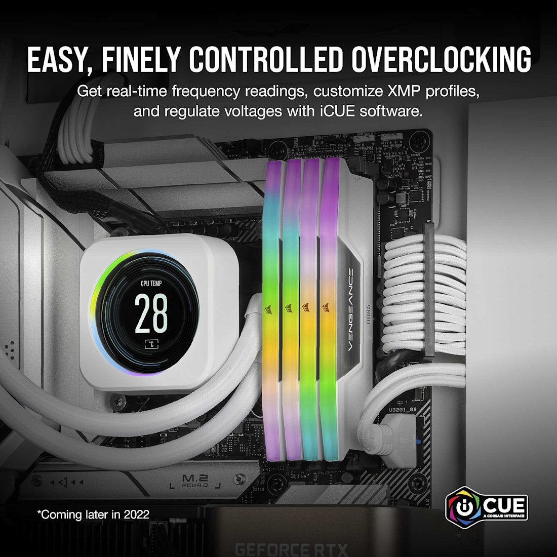 CORSAIR VENGEANCE RGB WHITE 32GB (16GB X 2) 6000MHZ DDR5 RAM CMH32GX5M2E6000Z36W