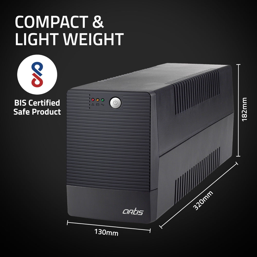 Artis 2000VA Line Interactive UPS for Personal/Gaming Computers, Desktop PCs, Laptops, Routers, Networking Devices and Gaming Consoles with 16A INPUT PLUG.