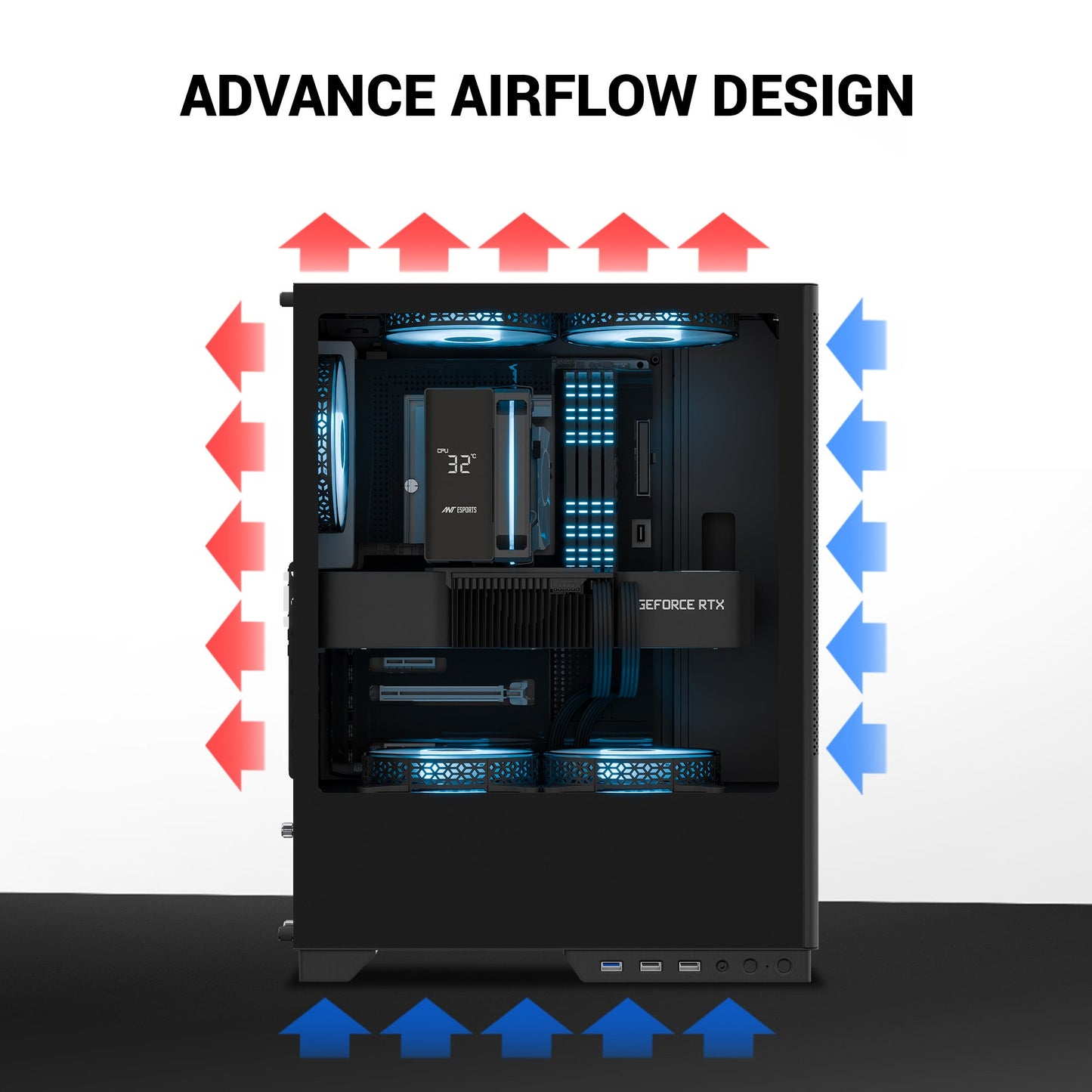 Ant Esports X2 LCD ARGB ATX Mid Tower Case