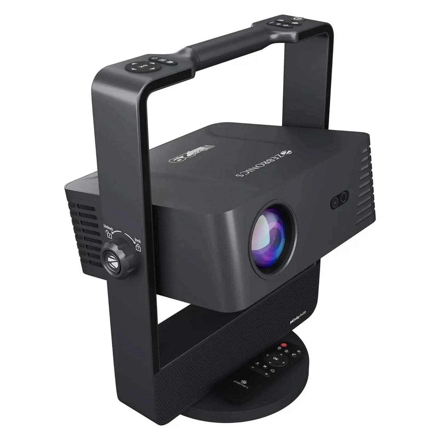 ZEBRONICS PIXAPLAY 29, Smart Projector, 14500 Lumens, Dolby Audio, 4K Support, 200 Inch Screen Size, Supports Bluetooth, HDMI, USB, WiFi, 1080p Native, Auto Focus, Keystone, APP Support, Miracas