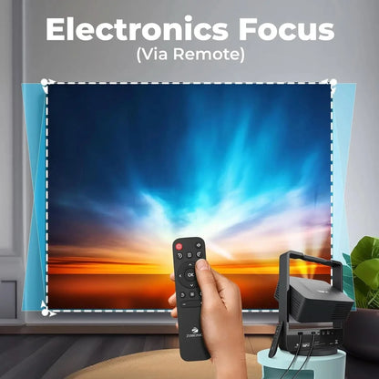 ZEBRONICS PIXAPLAY 29, Smart Projector, 14500 Lumens, Dolby Audio, 4K Support, 200 Inch Screen Size, Supports Bluetooth, HDMI, USB, WiFi, 1080p Native, Auto Focus, Keystone, APP Support, Miracas
