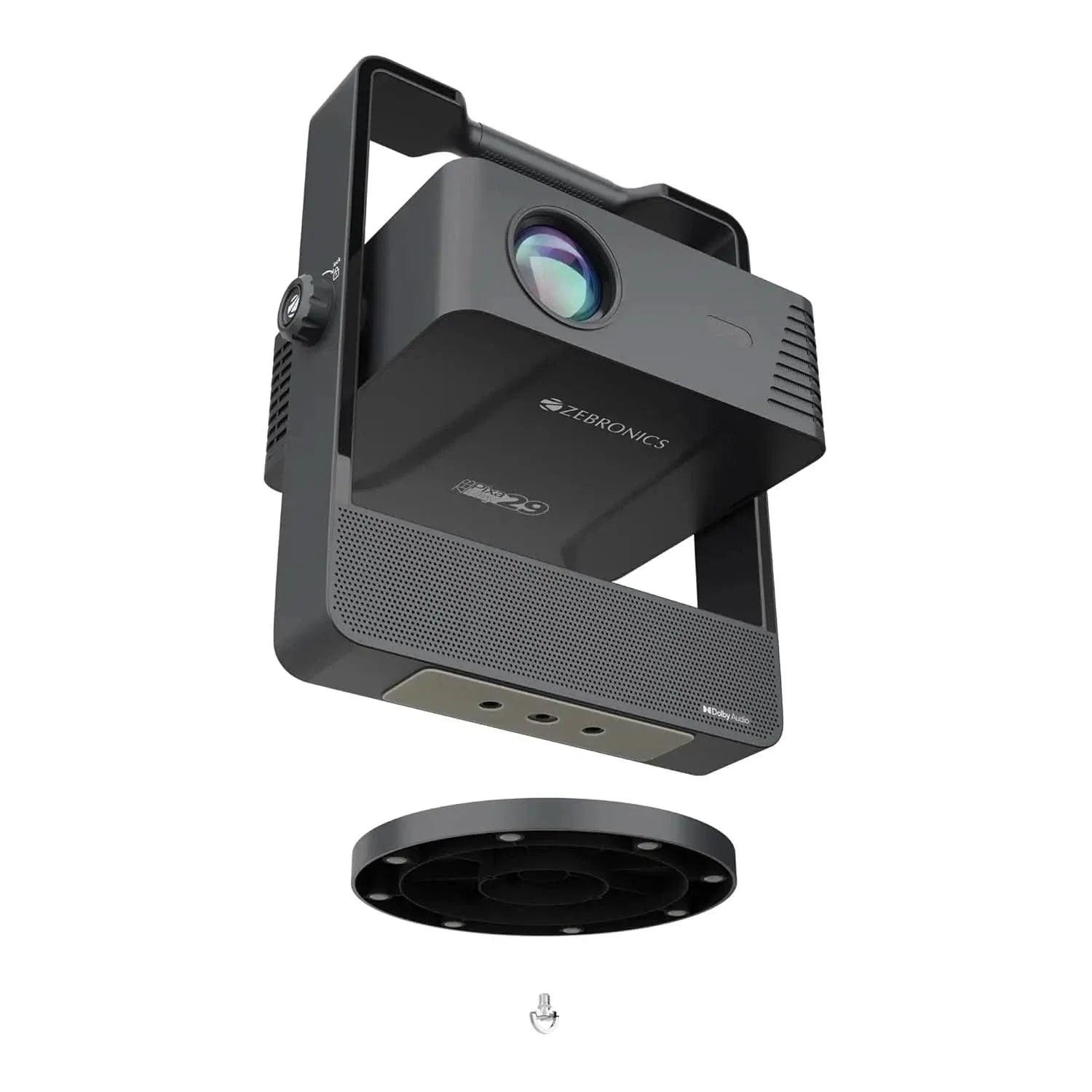 ZEBRONICS PIXAPLAY 29, Smart Projector, 14500 Lumens, Dolby Audio, 4K Support, 200 Inch Screen Size, Supports Bluetooth, HDMI, USB, WiFi, 1080p Native, Auto Focus, Keystone, APP Support, Miracas